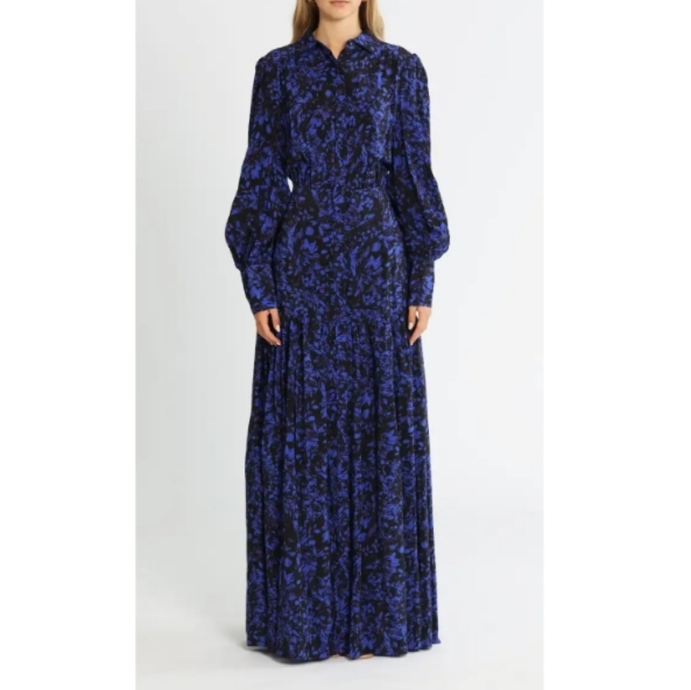 Rebecca Vallance Blue and Black Maxi Dress